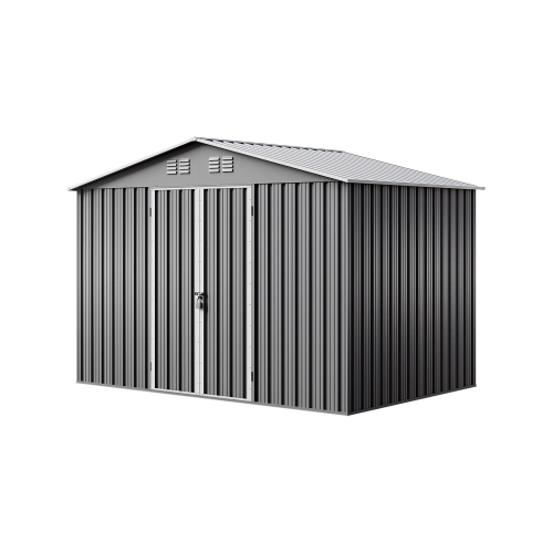 Domek narzędziowy metalowy NORDVIC 283x189 cm - Ocynkowany, Dwuspadowy Dach, Wentylacja, Light Grey